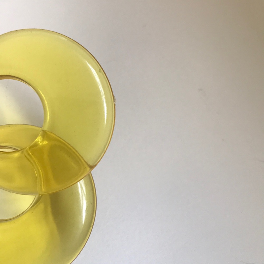 Lemon Yellow Vintage Hoop Dangle Earrings - Picture 3 of 3